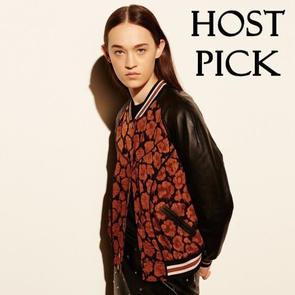 NWT Coach black & brown leather bomber jacket - Picture 1 of 12